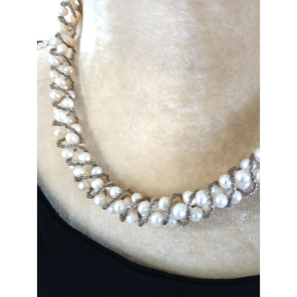 NWT Macy's vintage cultured pearl 16" necklace wrapped seed beads - Picture 2 of 4